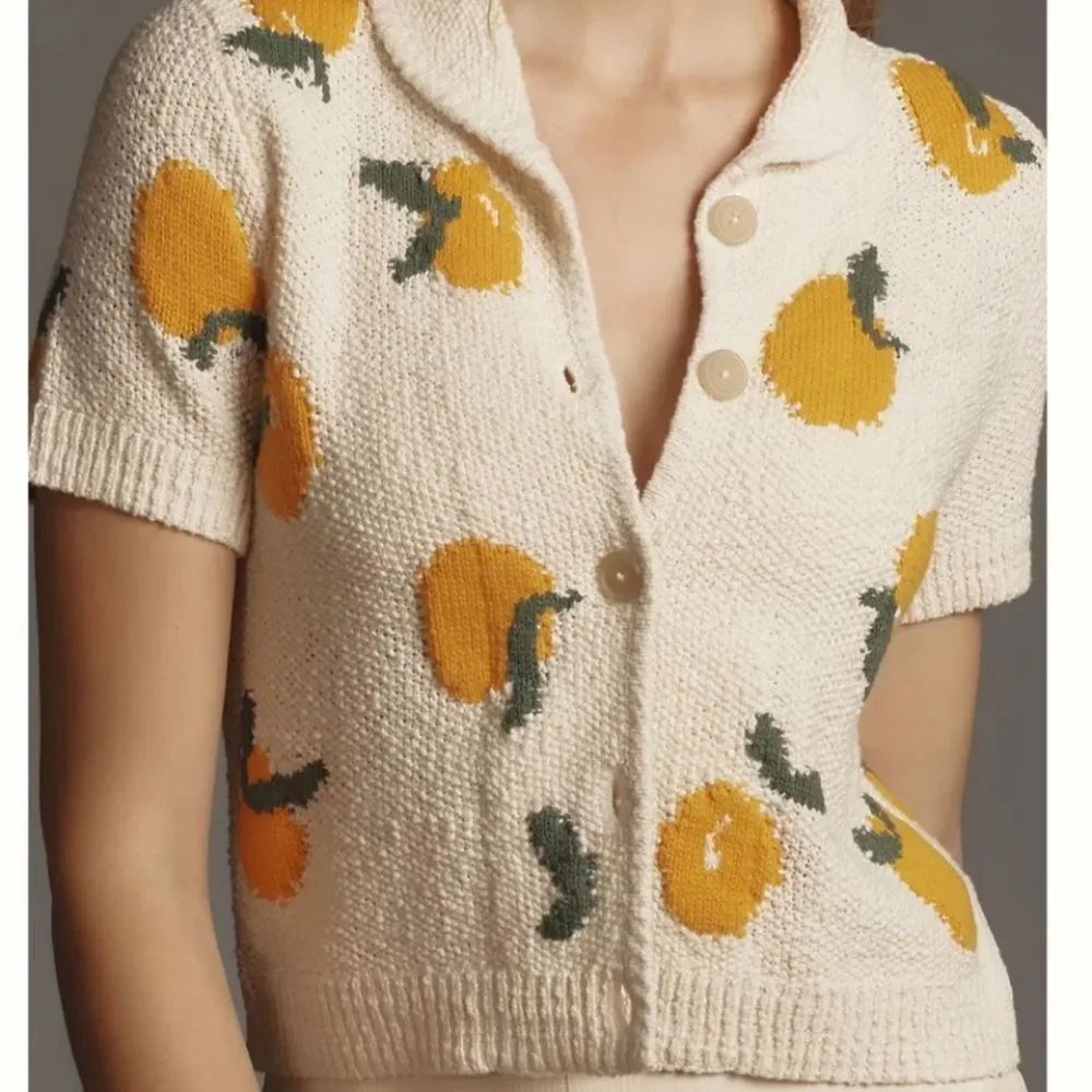 Anthropologie Dylan Mierzwinski Short-Sleeve Collared Cardigan Sweater - Picture 4 of 7
